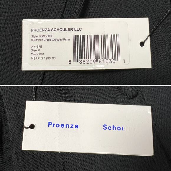 NEW Proenza Schouler Bi-Stretch Crepe Cropped Pants SIZE 8 Black NWT $1290 - Picture 6 of 16